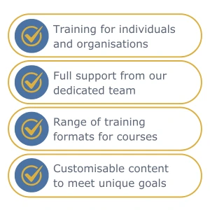 Training with us list icon Benefits of taking our mentoring courses list icon